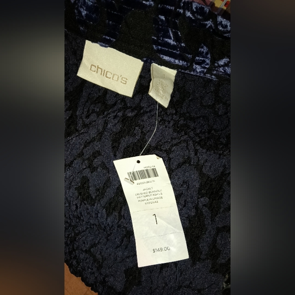 Chico's Purple Crushed Burnout Jacket